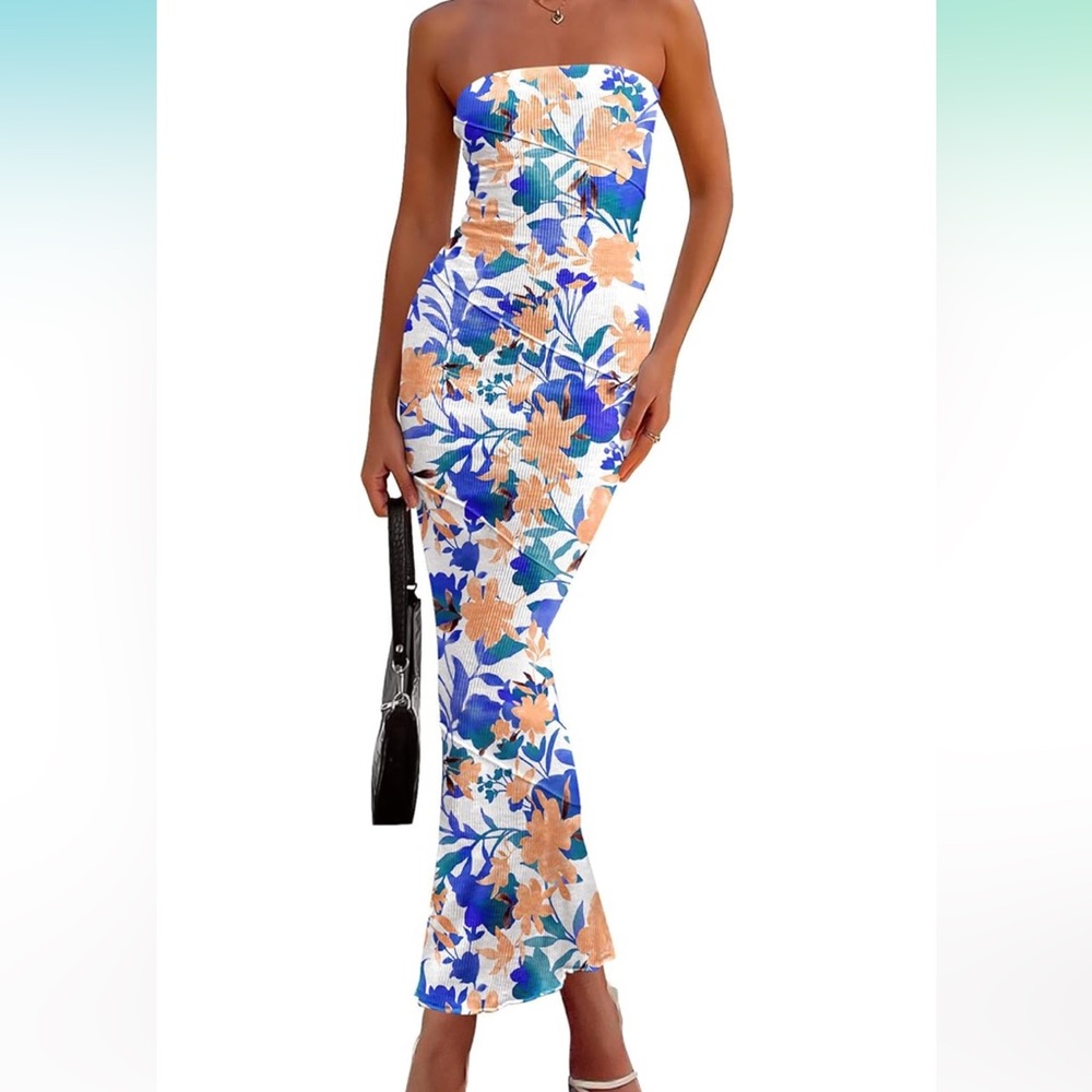 Strapless Floral Maxi Dress